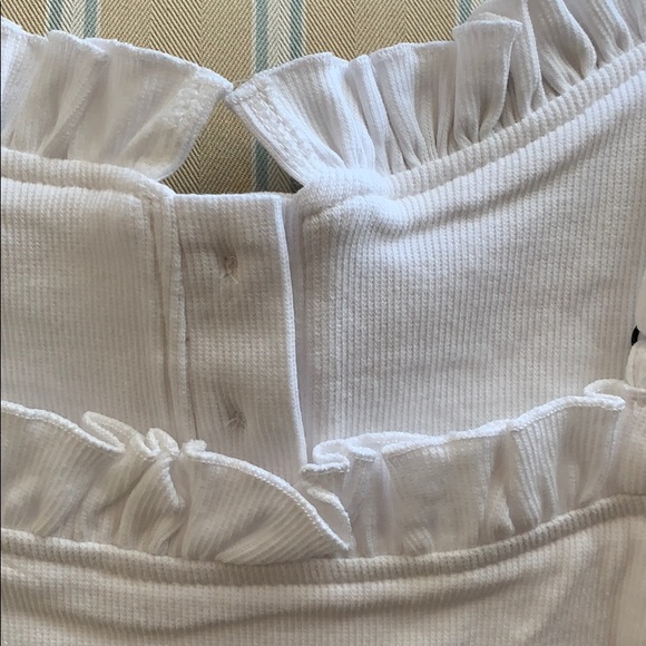 COTTON RIBBED BODYSUIT FEMININE RUFFLED TOP SURROUND QUALITY ALL RIBBED COTTON - Picture 7 of 10